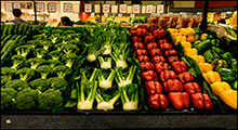 Stand de verduras en el Fish Market